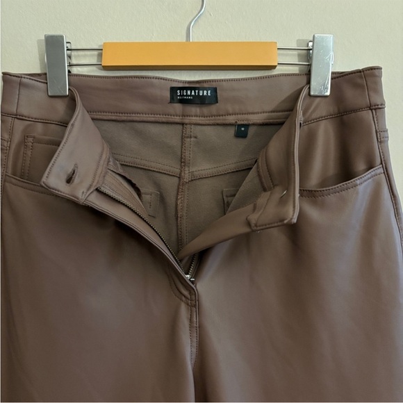 Reitmans Buttery Soft Brown Taupe Straight Leg Faux Leather Pants - Size 10 - Picture 6 of 13
